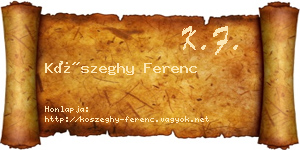 Kőszeghy Ferenc névjegykártya
